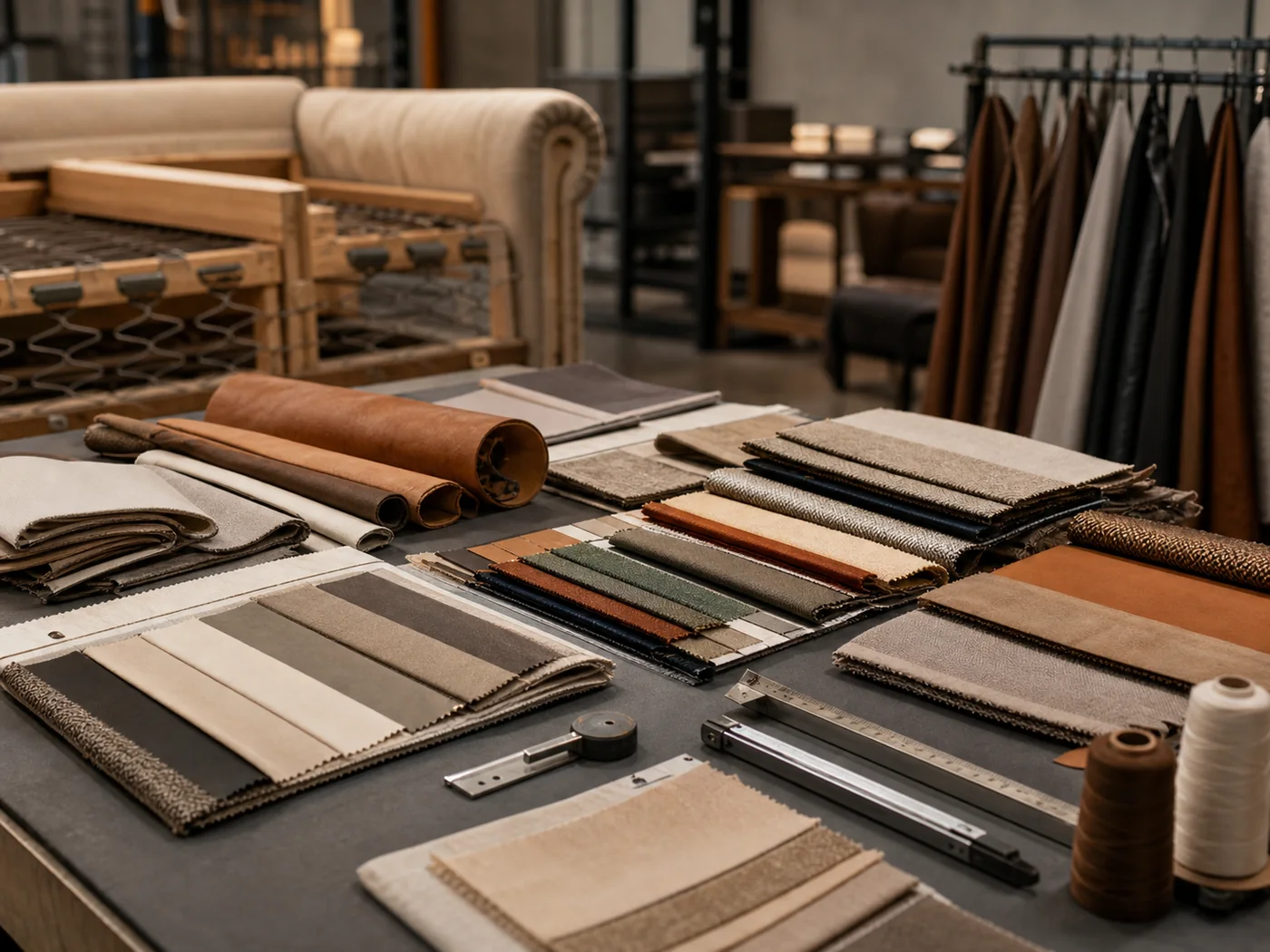 Custom furniture materials at Juxing Furniture